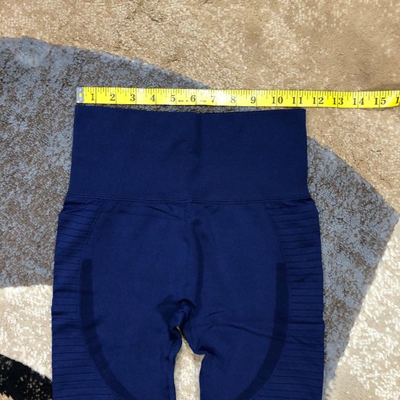Women’s Blue High Waisted Seamless Leggings, Small - Picture 3 of 8
